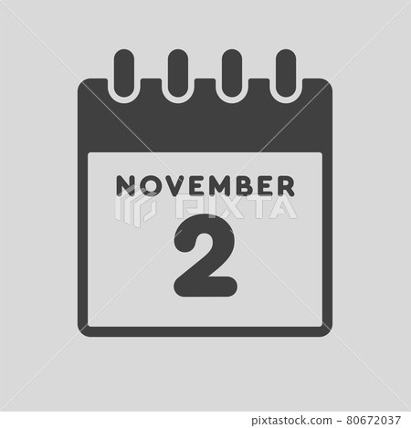 Icon day date 2 November, template calendar page Icon day date 2 November, template calendar page 80672037
