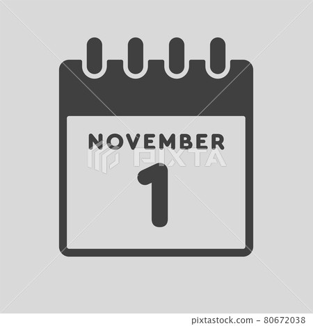 Icon day date 1 November, template calendar page Icon day date 1 November, template calendar page 80672038