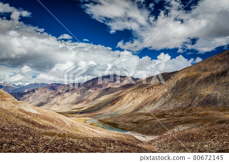 View of Himalayas near Kardung La pass. Ladakh, India View of Himalayas near Kardung La pass. Ladakh, India 80672145