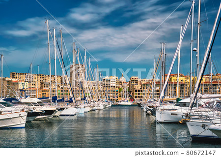 Marseille Old Port with yachts. Marseille, France 80672147
