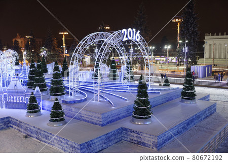 Citizens skate on the skating rink at the VDNH Citizens skate on the skating rink at the VDNH 80672192