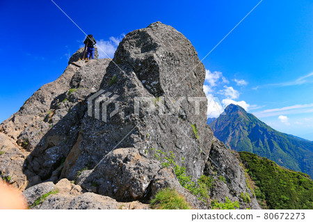 Minami Yatsugatake Gongendake Higashimine summit and Akadake distant view Minami Yatsugatake Gongendake Higashimine summit and Akadake distant view 80672273