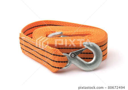 Rolled orange car tow rope Rolled orange car tow rope 80672494