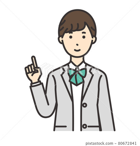 指向手指的學生女孩姿勢 80672841