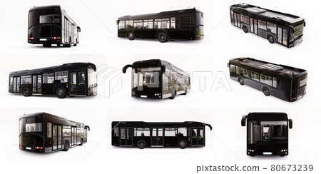 3d illustration. Mediun urban bus on a white isolated background. 3d rendering. 80673239