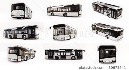 3d illustration. Mediun urban bus on a white isolated background. 3d rendering. 80673241