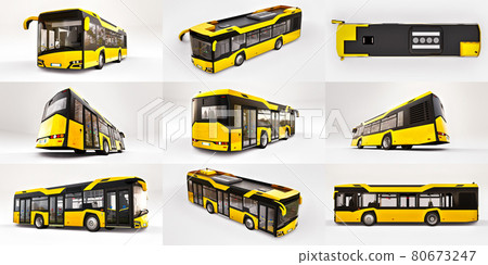 3d illustration. Mediun urban bus on a white isolated background. 3d rendering. 3d illustration. Mediun urban bus on a white isolated background. 3d rendering. 80673247