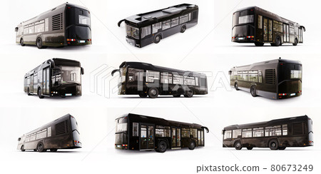 3d illustration. Mediun urban bus on a white isolated background. 3d rendering. 3d illustration. Mediun urban bus on a white isolated background. 3d rendering. 80673249
