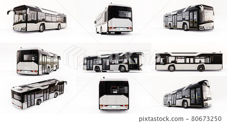 3d illustration. Mediun urban bus on a white isolated background. 3d rendering. 3d illustration. Mediun urban bus on a white isolated background. 3d rendering. 80673250