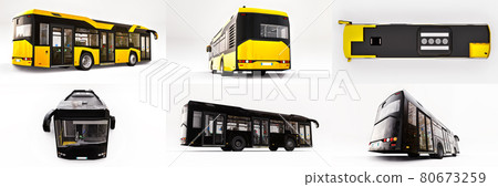 3d illustration. Mediun urban bus on a white isolated background. 3d rendering. 3d illustration. Mediun urban bus on a white isolated background. 3d rendering. 80673259