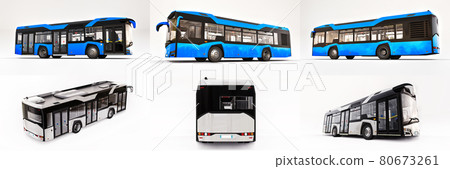 3d illustration. Mediun urban bus on a white isolated background. 3d rendering. 3d illustration. Mediun urban bus on a white isolated background. 3d rendering. 80673261
