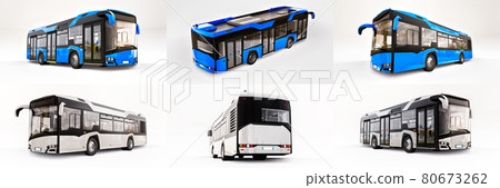 3d illustration. Mediun urban bus on a white isolated background. 3d rendering. 3d illustration. Mediun urban bus on a white isolated background. 3d rendering. 80673262