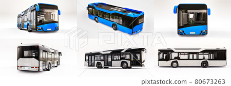 3d illustration. Mediun urban bus on a white isolated background. 3d rendering. 3d illustration. Mediun urban bus on a white isolated background. 3d rendering. 80673263