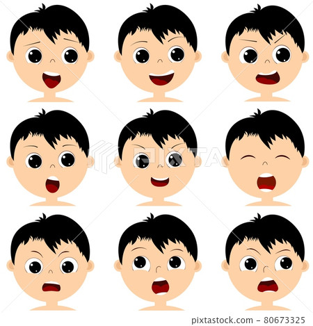 Face of a boy with black hair. Face of a boy with black hair. 80673325