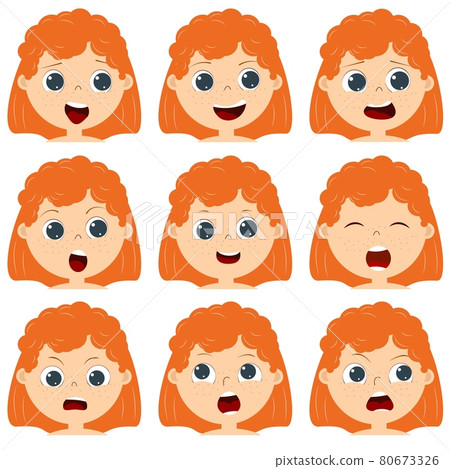 Face of a girl with red hair. 80673326