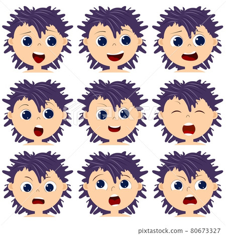 Face of a girl with blue hair. 80673327