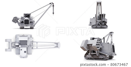 3d illustration. Crawler crane with side boom. 3d rendering. 80673467