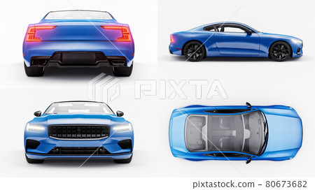 3d illustration. Concept car sports premium coupe. Blue car on white background. Plug-in hybrid. Technologies of eco-friendly transport. 3d rendering. 3d illustration. Concept car sports premium coupe. Blue car on white background. Plug-in hybrid. Technologies of eco-friendly transport. 3d rendering. 80673682