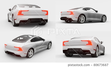 3d illustration. Set Concept car sports premium coupe. Plug-in hybrid. Technologies of eco-friendly transport. Car on white background. 3d rendering. 3d illustration. Set Concept car sports premium coupe. Plug-in hybrid. Technologies of eco-friendly transport. Car on white background. 3d rendering. 80673687
