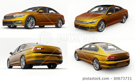 3d illustration. Brandless generic orange car in a white studio environment. 80673731