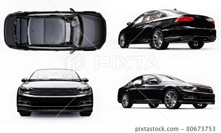 3d illustration. 3d rendering of a brandless generic car in a white studio environment. 80673753