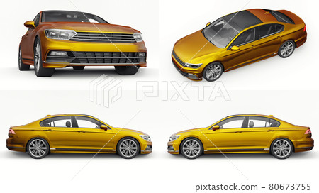 3d illustration. Brandless generic orange car in a white studio environment. 80673755