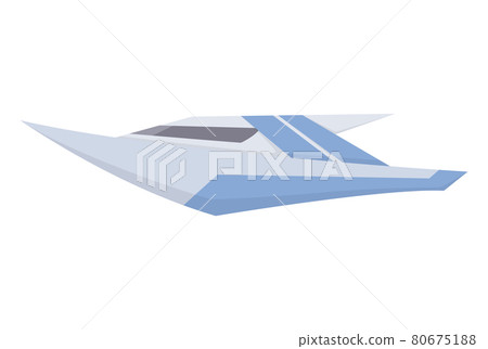 Water speedboat. Ship boat side view isolated on white background. Fast commercial ship, for ocean water. Isolated transport icon 80675188