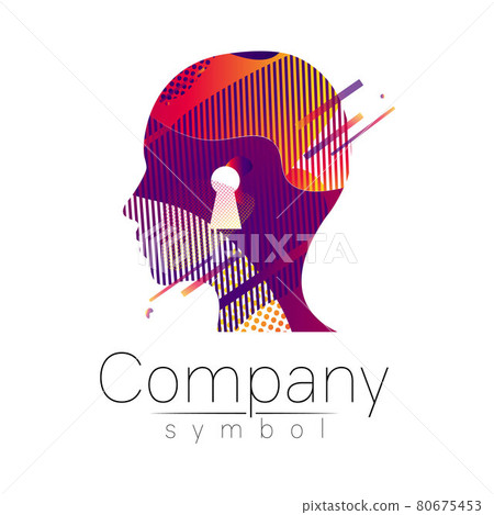 Modern head logo of Company Brand . Profile Human with keyhole . Fluid style. Logotype in vector. Design concept. Gradient liquid isolated on white background. Abstract geometric shapes. Red violet Modern head logo of Company Brand . Profile Human with keyhole . Fluid style. Logotype in vector. Design concept. Gradient liquid isolated on white background. Abstract geometric shapes. Red violet 80675453