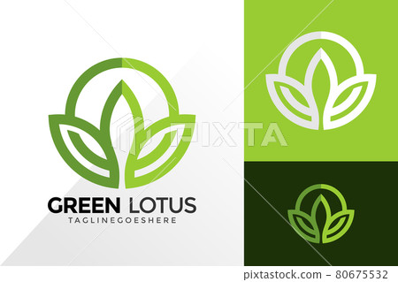 Green Lotus Line Art Logo Vector Design. Abstract emblem, designs concept, logos, logotype element for template 80675532