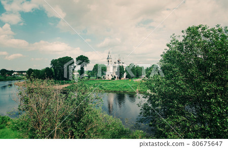 river in the old town Vologda river in the old town Vologda 80675647