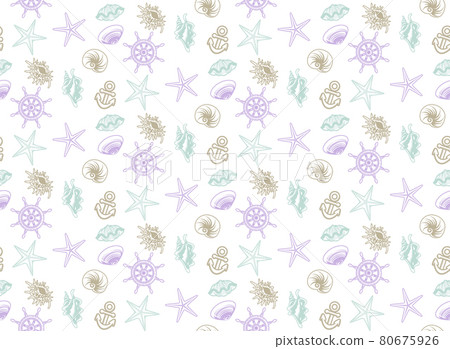 Background material for seashells, rudders and anchors-line drawings, seamless Background material for seashells, rudders and anchors-line drawings, seamless 80675926