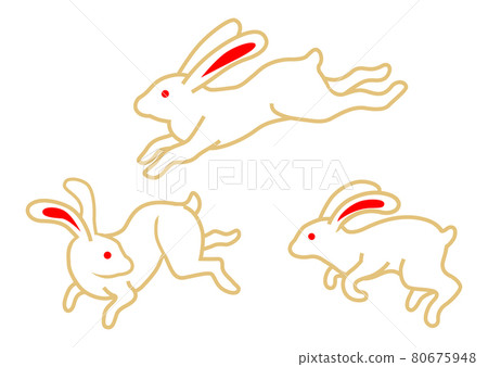 Three Rabbits Jumping-Jugoya Material Three Rabbits Jumping-Jugoya Material 80675948