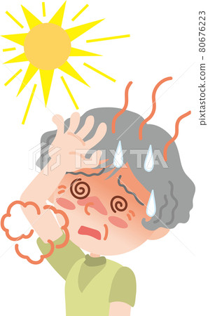 Elder women with heat stroke 80676223