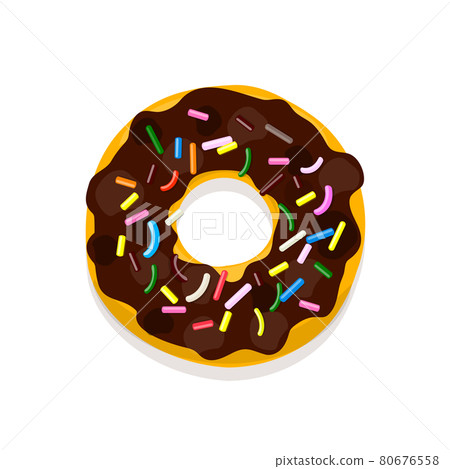 illustration of a donut in chocolate glaze with illustration of a donut in chocolate glaze with 80676558