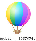 Balloon, cartoon illustration. Bright rainbo. On w 80676741