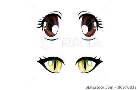Beautiful Brown and Green Eyes with Shiny Light Reflections Set, Cute Expressive Eyes in Anime Manga Style Cartoon Vector Illustration Beautiful Brown and Green Eyes with Shiny Light Reflections Set, Cute Expressive Eyes in Anime Manga Style Cartoon Vector Illustration 80676832
