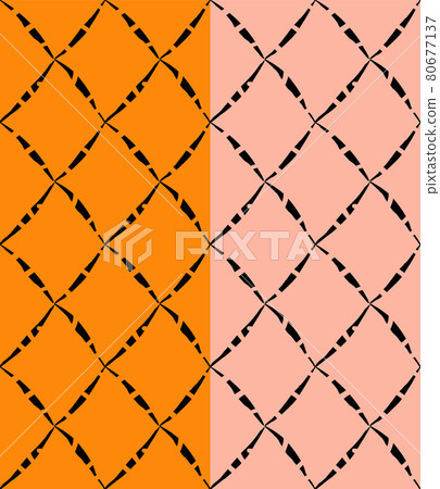 Hand drawn ethnic grid seamless pattern. Neutral geometric diagonal structure. Orange, pink easy editable background. Vector Hand drawn ethnic grid seamless pattern. Neutral geometric diagonal structure. Orange, pink easy editable background. Vector 80677137