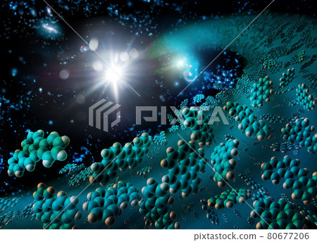 Meteorite tail carries many molecules in outer space. The theory of the origin of life in the Universe. Meteorite tail carries many molecules in outer space. The theory of the origin of life in the Universe. 80677206