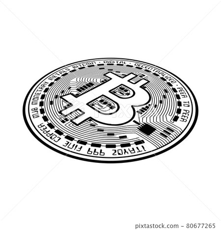 Bitcoin coin black silhouette in perspective Bitcoin coin black silhouette in perspective 80677265
