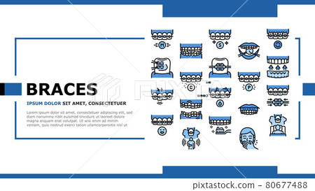 Tooth Braces Accessory Landing Header Vector Tooth Braces Accessory Landing Header Vector 80677488