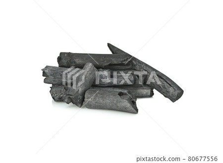Natural bamboo charcoal isolated on white background 80677556