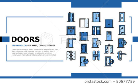 Interior Doors Types Landing Header Vector 80677789
