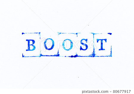 Blue color ink rubber stamp in word boost on white paper background 80677917