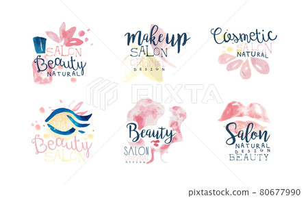 Beauty Salon or Beauty Parlor Watercolor Logo Design Vector Set Beauty Salon or Beauty Parlor Watercolor Logo Design Vector Set 80677990
