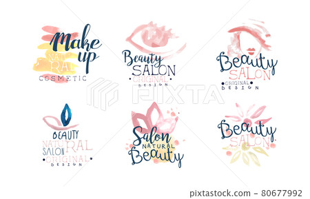 Beauty Salon or Beauty Parlor Watercolor Logo Design Vector Set Beauty Salon or Beauty Parlor Watercolor Logo Design Vector Set 80677992