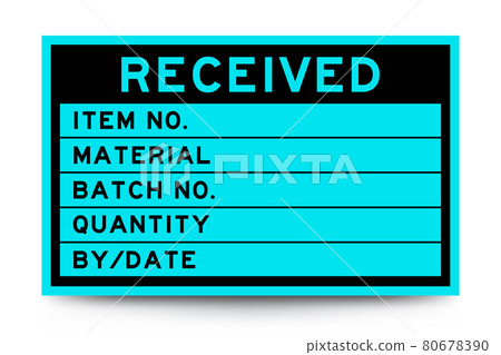 Square color label banner with headline in word received and detail on white background for industry use Square color label banner with headline in word received and detail on white background for industry use 80678390