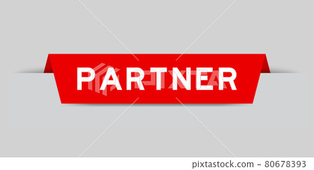 Red color inserted label with word partner on gray background 80678393