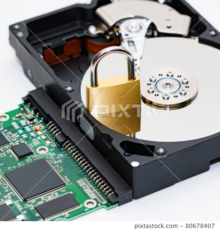 Hard disk security encryption [storage device] - Stock Photo [80678407 ...