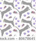 Seamless pattern with gray cats on a 80678645