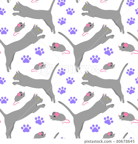 Seamless pattern with gray cats on a Seamless pattern with gray cats on a 80678645